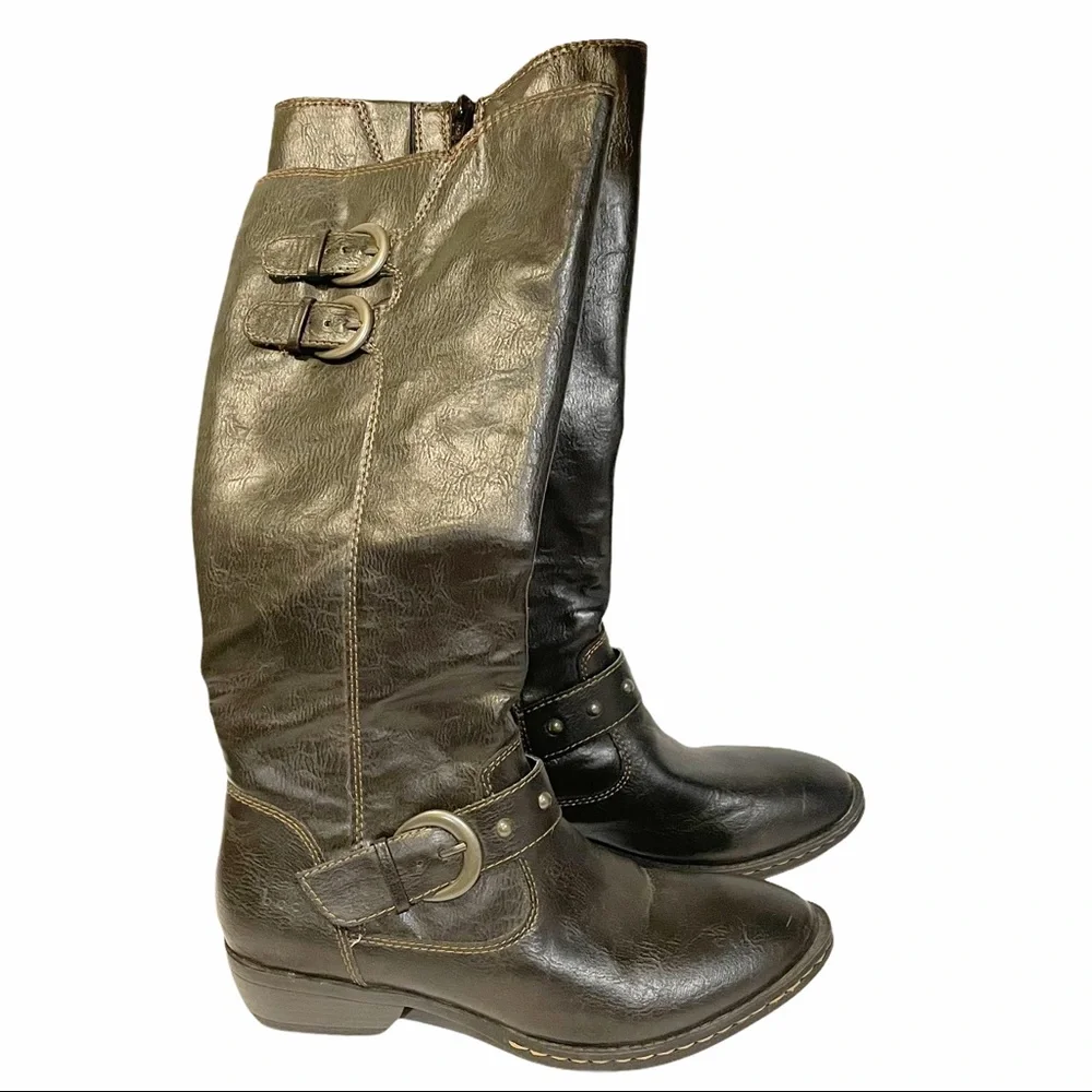 B.O.C‎ Size 6 Brown Pebbled Faux Leather Knee High Riding Boots